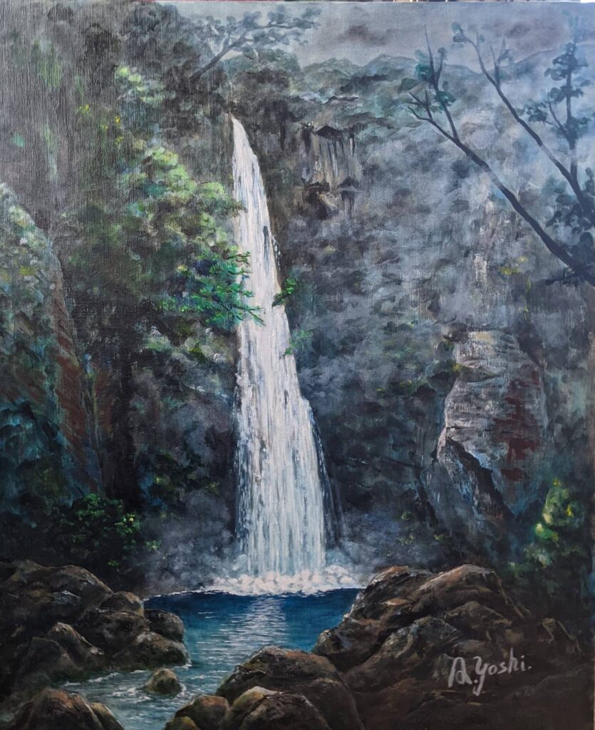 大分・西椎屋の滝　F20	油彩　吉用明敏