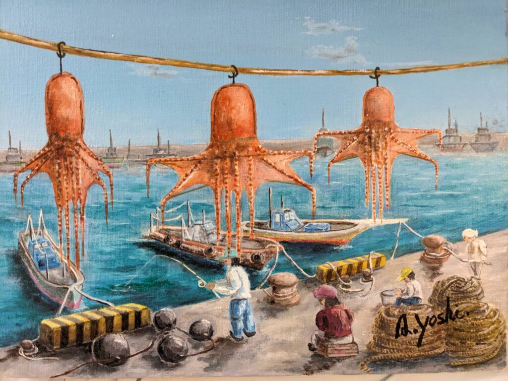 明石の干ダコ	F4 油彩　吉用明敏 