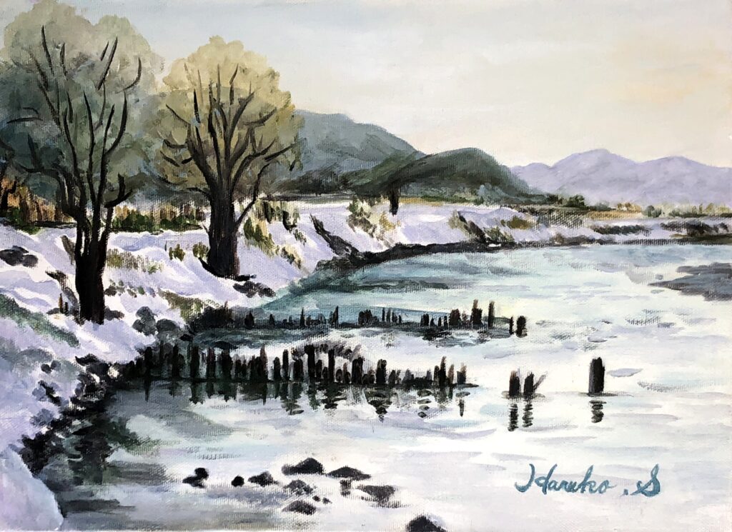 千曲川 F4 水彩画　末積治子　